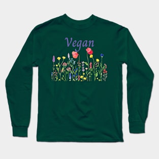 Wildflower Vegan Tee Shirt - Colorful Long Sleeve T-Shirt